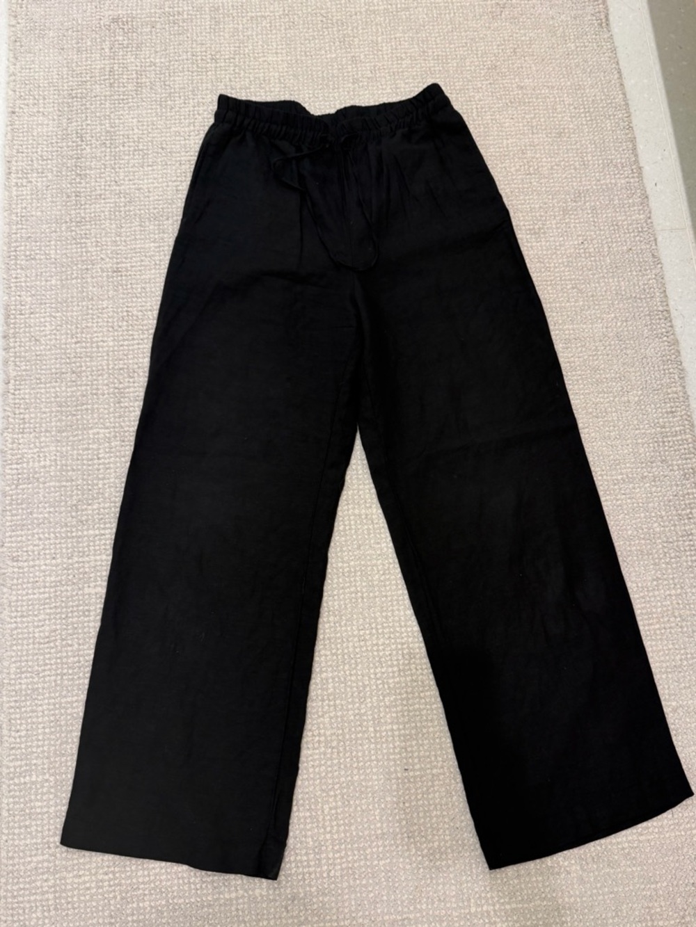 H&M Women’s Linen Melange Blend Black Pants - S